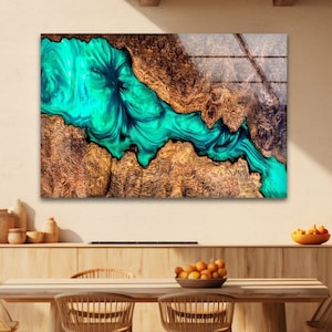 Tempered Glass Wall Art-Resin Epoxy Wall Art-Wall Decor-Glass Printing Art-Green Epoxy Abstract Wall Art-Wall Hangings-Tempered Glass Art