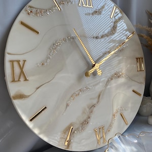 Unique Epoxy Resin Clock with Natural Stones