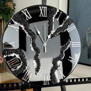 resin art wall clock House warming gift living room decore unique wall art clock aesthetic modern resin geode wall art epoxy resin art clock