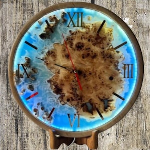 Wall clock, Wall clock made of epoxy resin 40 cm, Epoxy resin watch with backlight