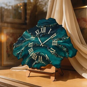 Resin Clock Epoxy Resin Large Wall Clock Desk Clock Resin Art Handmade Personalized Gifts Monochrome Art Clocks Anniversary Gift Desk Clock