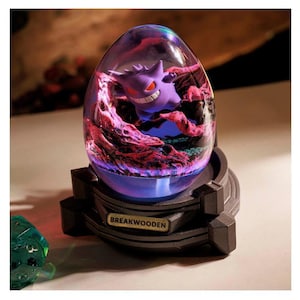 MARVELOUS GENGAR Resin Lamp Egg, Custom Pokemon Resin Wall Art, Handcrafted Eggs Decoration for Easter Day, Personalized Gift for Decor Home