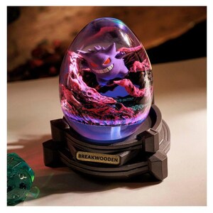 MARVELOUS GENGAR Resin Lamp Egg, Custom Pokemon Resin Wall Art, Handcrafted Eggs Decoration for Easter Day, Personalized Gift for Decor Home
