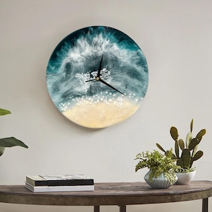 Wall Art Clock, Beach Resin Wall Clock, Art Decor, Handmade Decor with Real Sand, Eooxy Resin Wall Art, Natural Gift, House Gift